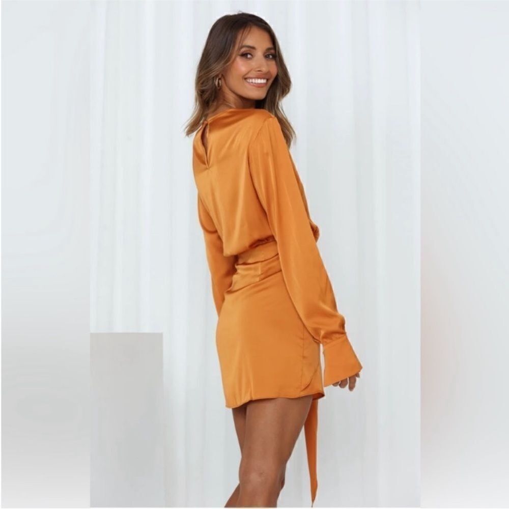Hello Molly Vibrant Orange Long Sleeve Dress, US4 - Picture 4 of 12